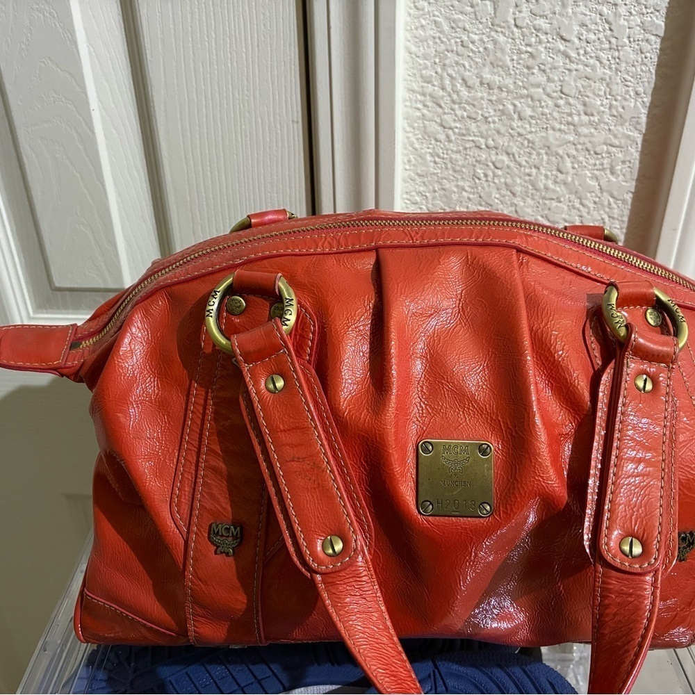 MCM Orange Leather Shoulder Bag
